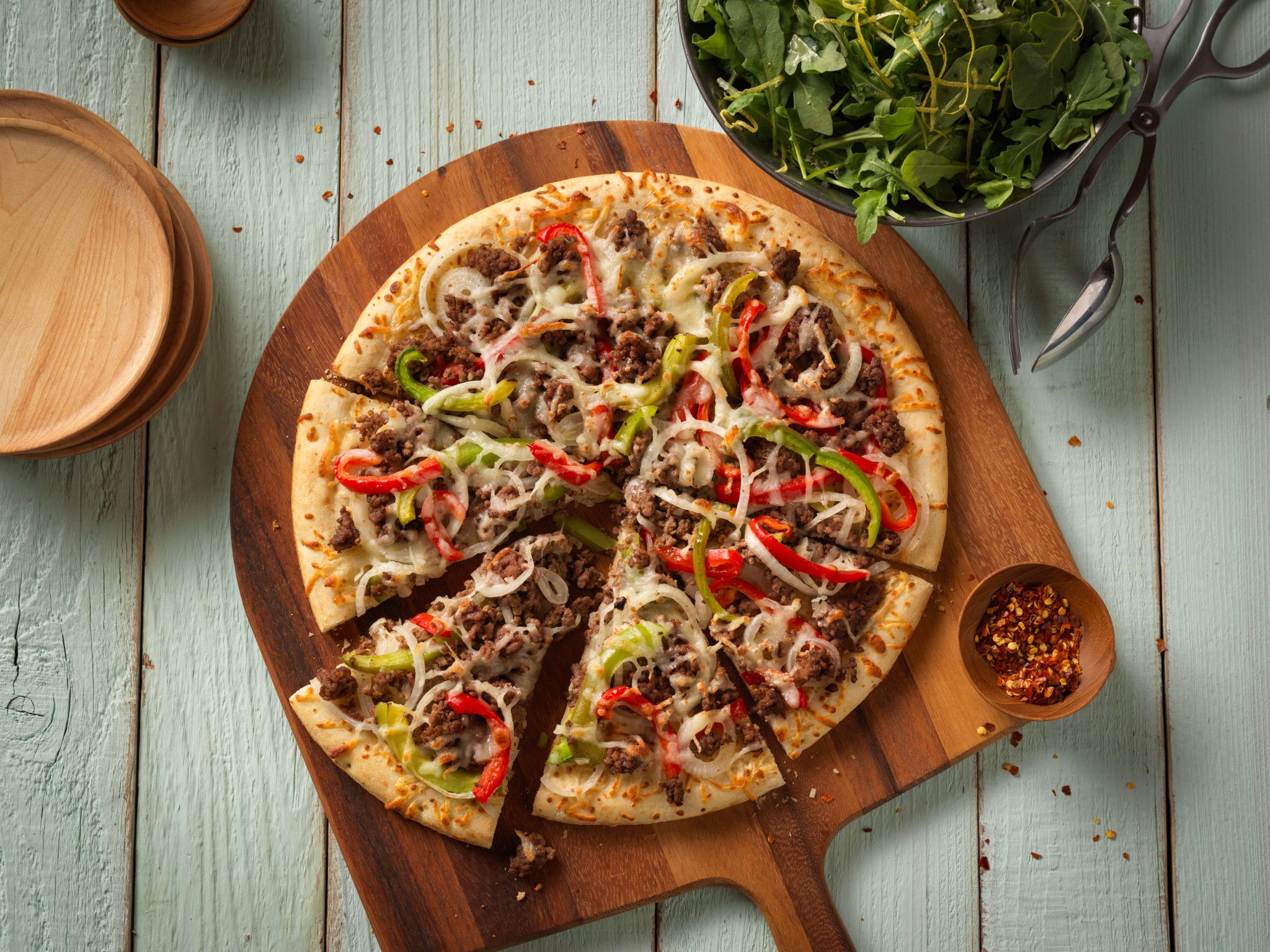 Beef steak pizza